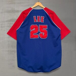 True Fan MLB Vintage Chicago Cubs Baseball Jersey Blue Red Derek Lee 25 XL